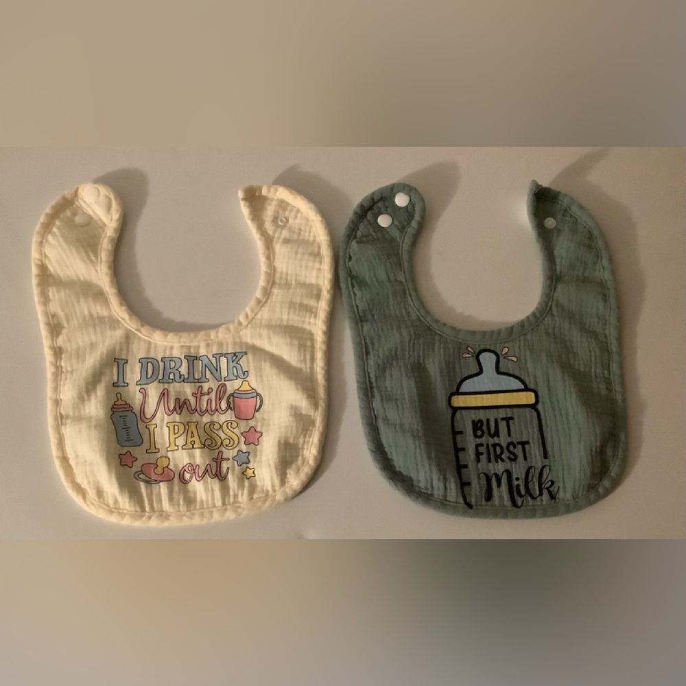 Baby Bib Set - Cream and Green